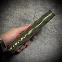 イタリアンレザー 大容量 長財布 カード１５枚 メンズ財布 レディス財布 本革 グリーン 緑 5枚目の画像