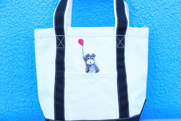 シュナウザー　/トートバッグ　S　受注生産品　毛色変更可 2枚目の画像