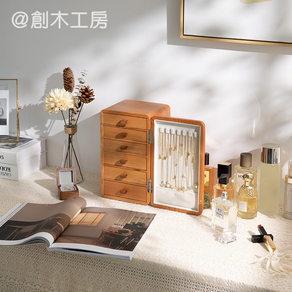 ☆人気再販☆木製引き出し付きアクセサリーケース ジュエリーボックス 女性 飾り物 宝物箱 小物入れ 収納 コレクション 13枚目の画像