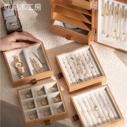 ☆人気再販☆木製引き出し付きアクセサリーケース ジュエリーボックス 女性 飾り物 宝物箱 小物入れ 収納 コレクション 16枚目の画像