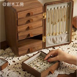 ☆人気再販☆木製引き出し付きアクセサリーケース ジュエリーボックス 女性 飾り物 宝物箱 小物入れ 収納 コレクション 4枚目の画像