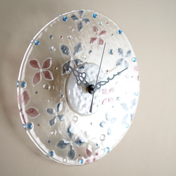 【即納】ガラスの壁掛け時計（Watercolor flower）電波時計に変更可 6枚目の画像