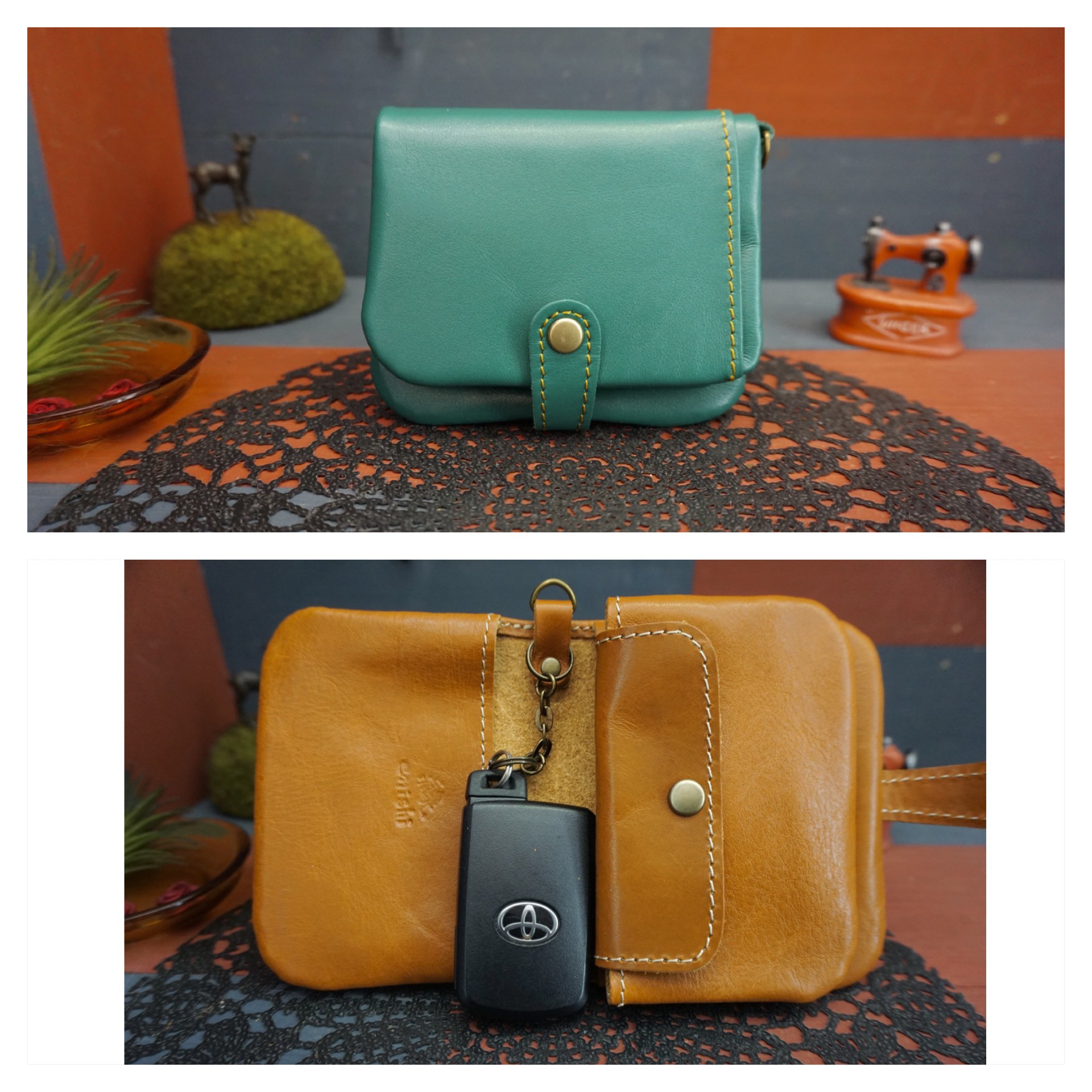 ✨新作✨ ☆スマートキーが入る財布☆お札を折らずに収納☆コンパクト☆ふっくら☆全12色☆グリーン☆小さな財布☆