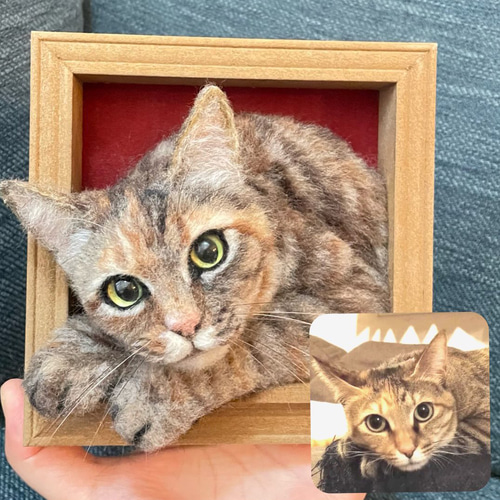 【公式】フジのお歳暮・冬ギフト 羊毛フェルト koneri フレーム猫 羊毛フェルト のオーダー 羊毛フェルト