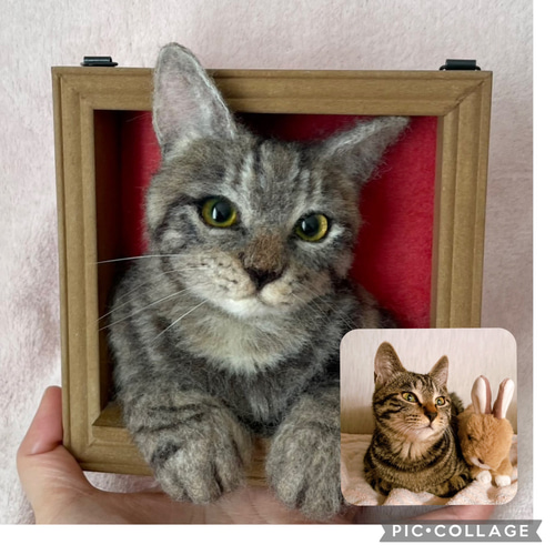 koneri 羊毛フェルト フレーム猫 のオーダー 羊毛フェルト