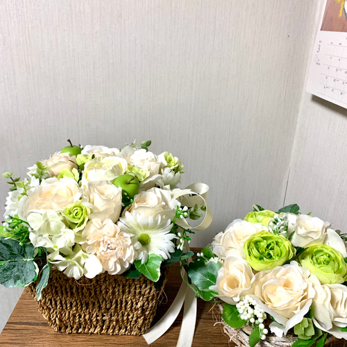 見応えあるバスケットアレンジ　アーティフィシャルフラワーハンドメイドサマーセール 造花・アーティフィシャルフラワー・カゴアレンジメント