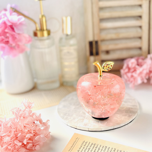 りんごの形のハーバリウム 〜ピンク〜 ハーバリウム・植物標本