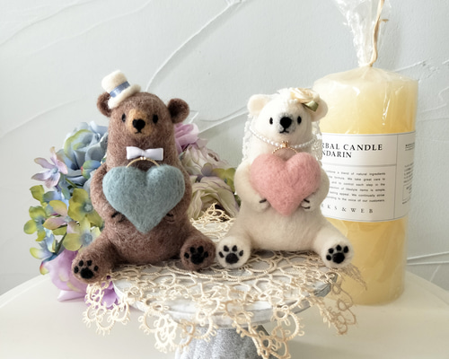 オーダー制作】ウェディングくまさんリングピロー 羊毛フェルト Tu