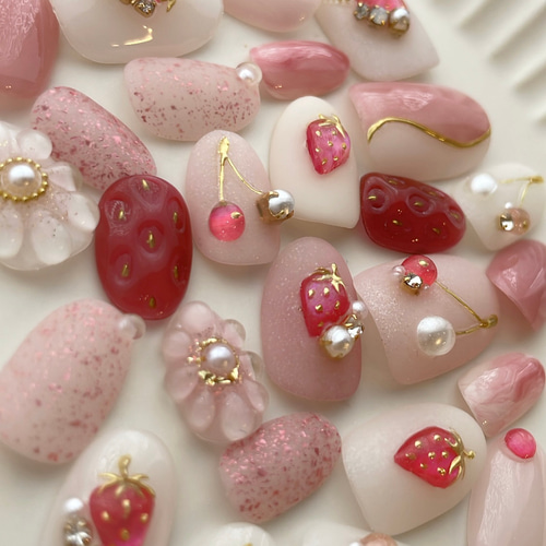 楽天市場】XUZOOネイルチップ 立体 付け爪 つけ爪 かわいい