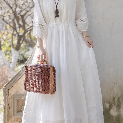 リネンのワンピース 白 ワンピース ロング ワンピース レディース 服