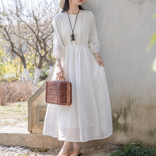 貴重】うさとの服 ゆったり白ワンピース Usaato /天然素材 月末までの