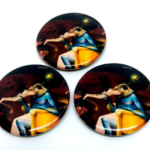 ヒエロニムス・ボス 缶バッジ 3個セット 快楽の園 部分 名画