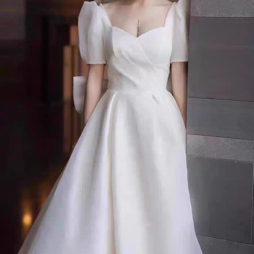 人気上昇！フランス風 パフスリーブ ワンピース/デート/音楽会 /花嫁