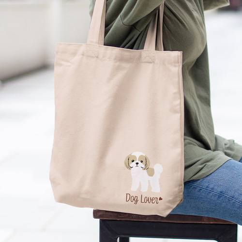 シーズー シンプル柄 毛色3色 】キャンバス トートバッグ 犬 ペット