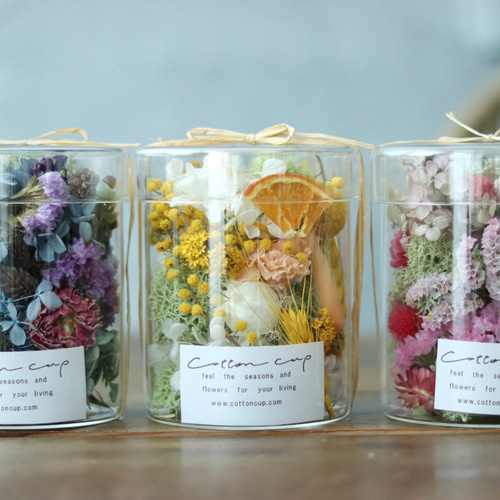 選べる3色 サイズ3種 ドライフラワーガラスボトル プリザーブド
