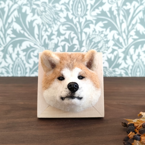 羊毛フェルト 秋田犬さんフレーム 羊毛フェルト 羊毛わんこ 福や