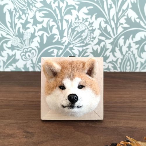 羊毛フェルト 秋田犬さんフレーム 羊毛フェルト 羊毛わんこ 福や