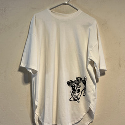 ジャックラッセルテリア柄　犬　レディース　ビッグTシャツ 綿100％【S～4L】 1枚目の画像