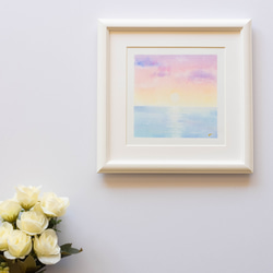 【原画・フレーム付き】「夕（ゆう）」　パステルアート　風景　太陽　海　イラスト 4枚目の画像
