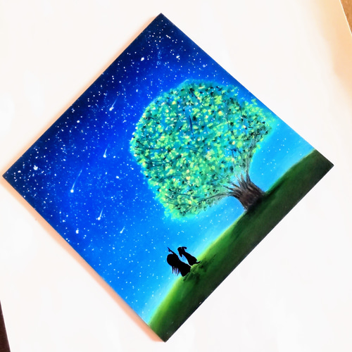 約束の 場所で 【原画】オイルパステルアート 絵画 小さなアトリエ