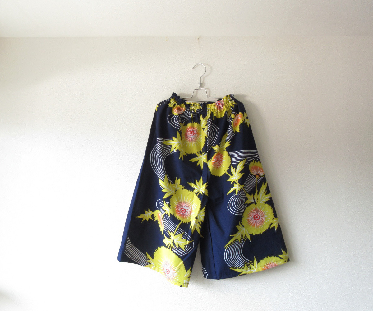 ☆浴衣ガウチョパンツ☆アザミ柄♪/31kg83