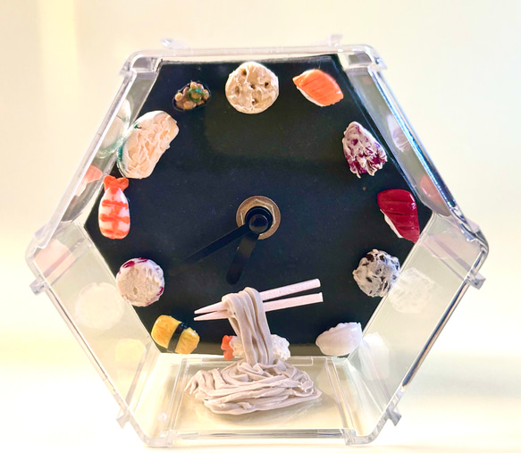 ［期間限定送料無料］お寿司と天ぷら置き時計&ボールペン&ペン立てになる海鮮丼置物 7枚目の画像