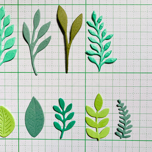 クラフトパンチ ダイカット 葉 リーフ 色々セット 50枚入 グリーン系