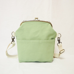 【現品限定　サンプルセール】帆布がまぐち2wayショルダーバッグ≪ピスタチオグリーン≫ 5枚目の画像