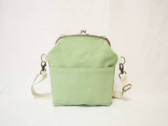 【現品限定　サンプルセール】帆布がまぐち2wayショルダーバッグ≪ピスタチオグリーン≫ 5枚目の画像