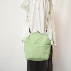 【現品限定　サンプルセール】帆布がまぐち2wayショルダーバッグ≪ピスタチオグリーン≫ 3枚目の画像