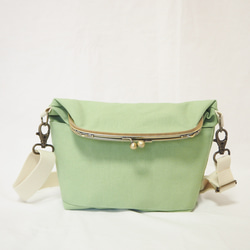 【現品限定　サンプルセール】帆布がまぐち2wayショルダーバッグ≪ピスタチオグリーン≫ 7枚目の画像