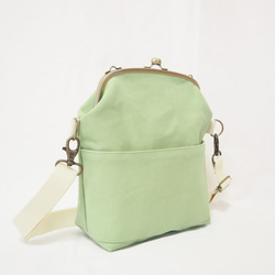 【現品限定　サンプルセール】帆布がまぐち2wayショルダーバッグ≪ピスタチオグリーン≫ 4枚目の画像