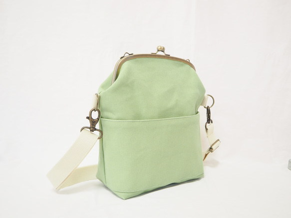 【現品限定　サンプルセール】帆布がまぐち2wayショルダーバッグ≪ピスタチオグリーン≫ 4枚目の画像