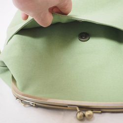 【現品限定　サンプルセール】帆布がまぐち2wayショルダーバッグ≪ピスタチオグリーン≫ 6枚目の画像