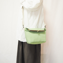 【現品限定　サンプルセール】帆布がまぐち2wayショルダーバッグ≪ピスタチオグリーン≫ 2枚目の画像