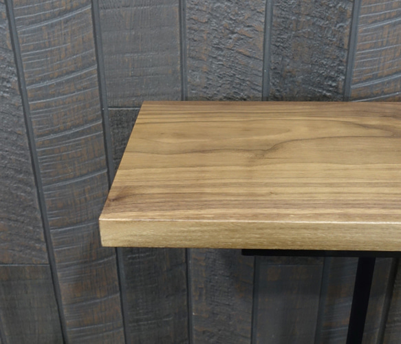 ソファーサイドテーブル　シンプル　サイズオーダー　おしゃれ　ブラックウォールナット無垢材３センチ厚一枚板　アイアン 5枚目の画像