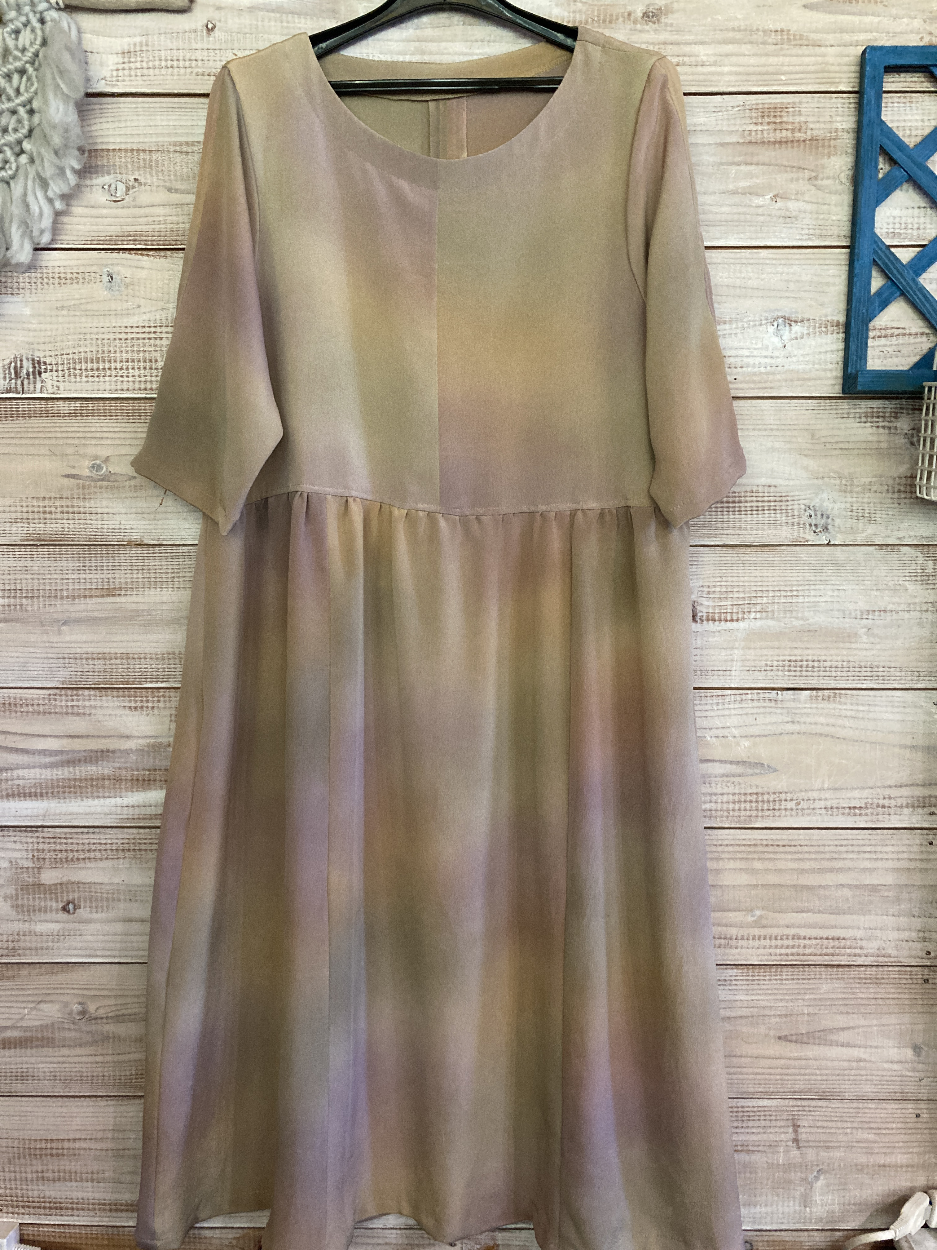 着物リメイク切り替えギャザーワンピース