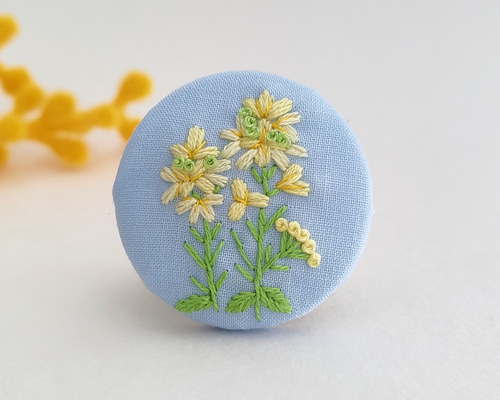 なんでも鑑定団よりも驚き！ 春の菜の花刺繍ブローチor刺繍ヘアゴム ブローチ かなちゃん手 その他