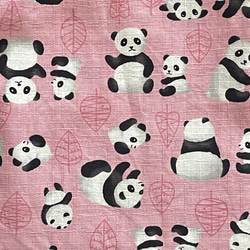 仲良しパンダ親子巾着袋　25×20 ループ、撥水加工裏付き　　ピンク 3枚目の画像