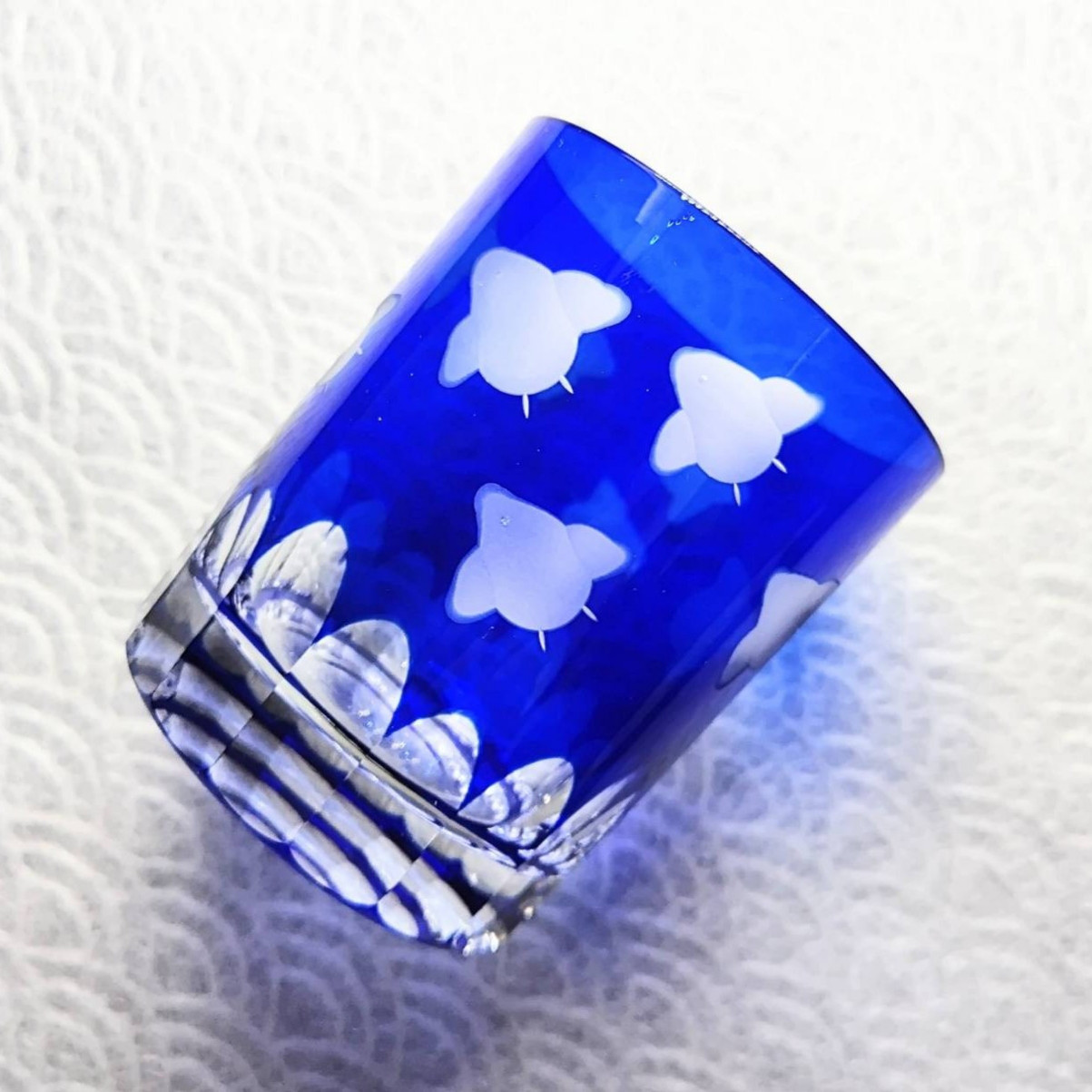 【切子工房　希月】ロックグラス／「千鳥」／瑠璃