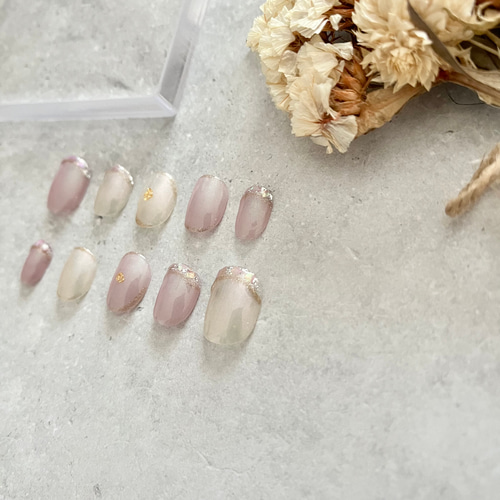 エバーネイル　ネイルチップ　ガラスフレンチ Glass French Pink