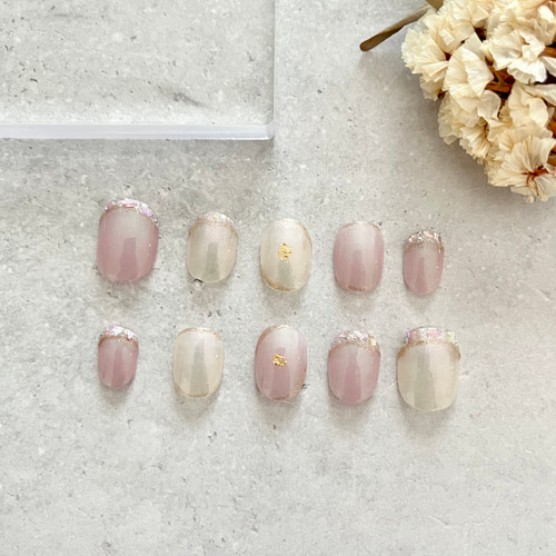エバーネイル　ネイルチップ　ガラスフレンチ Glass French Pink