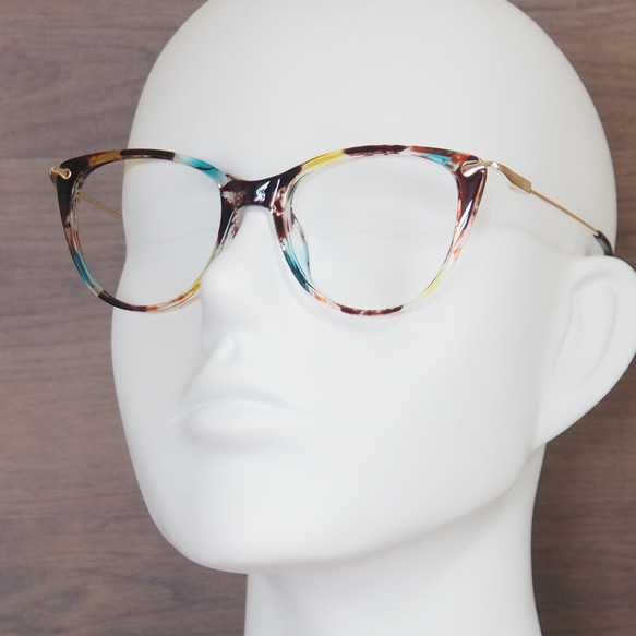 《ラストSALE》フォックス型フレーム｜パレット｜老眼鏡、だてメガネ、近視用・乱視用・サングラスとして作成できます 1枚目の画像