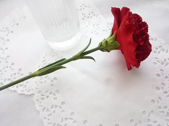 ❁泥花康乃馨（紅）1、室內花、花瓶❁ 第2張的照片