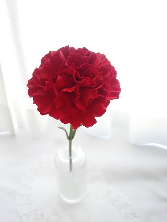 ❁泥花康乃馨（紅）1、室內花、花瓶❁ 第5張的照片