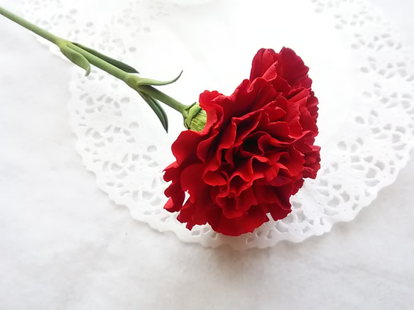 ❁泥花康乃馨（紅）1、室內花、花瓶❁ 第6張的照片