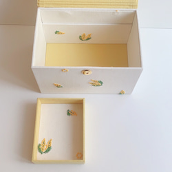 【オーダー制作品】ミモザ刺繍のマグネットボックス~心ときめく、暮らし映えする収納 10枚目の画像