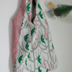 ミニバッグ　北欧　刺繍　ドット　レトロ　サブバッグ　ポーチ　巾着　グレー 3枚目の画像