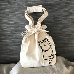 秋田犬の大館くん巾着バッグ 1枚目の画像