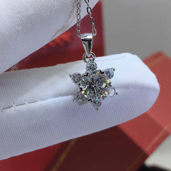 newデザイン】輝くモアサナイト ダイヤ ネックレス k18WG ネックレス 